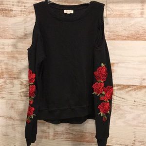 Ultra Flirt Cold Shoulder Black & Rose Sweatshirt